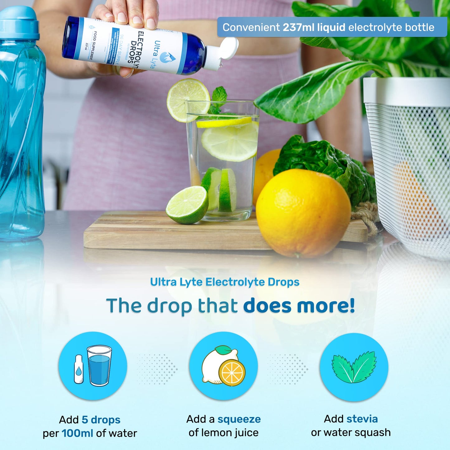 Ultra Lyte Keto Electrolytes Trace Mineral Drops – Highly Concentrated Mineral Supplements with Zero Calories – Vegan-Friendly Electrolyte Drops for Hydration, Muscle Cramp – 96 Servings