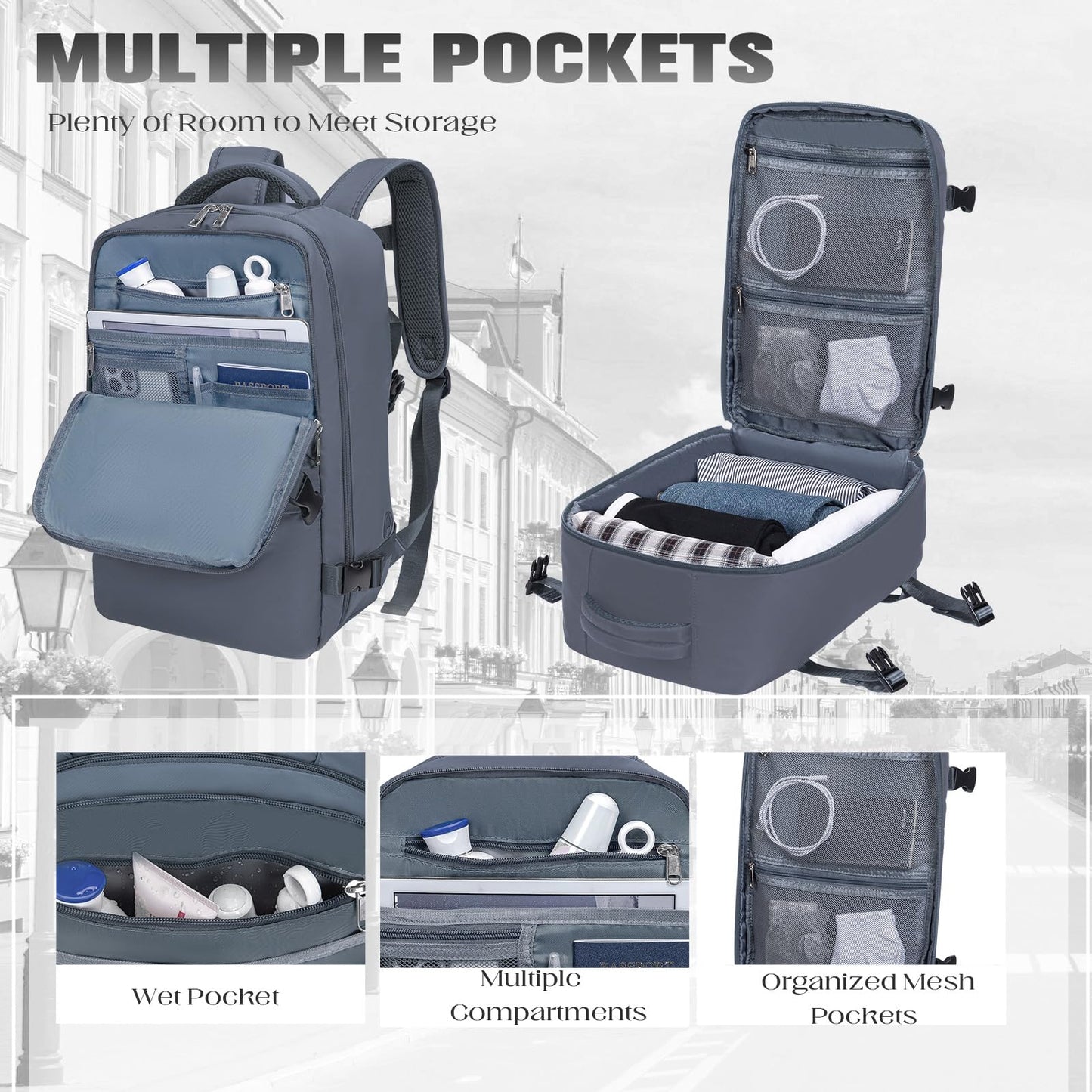 Xkdoai Cabin Bags 40x20x25 for Ryanair, Small Underseat Carry On Travel Backpack Casual Hand Luggage Flight Loptop Bags for Women Men Cabin Size Rucksack
