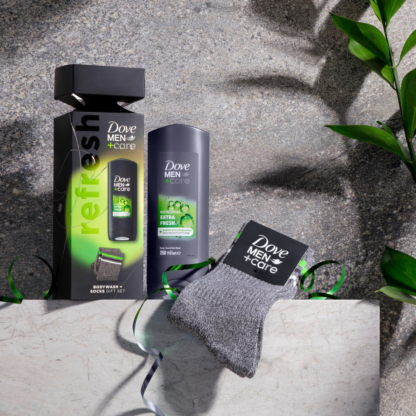 Dove Men+Care Body Wash & Socks Gift Set 3-in-1 hair, face & body wash and socks in a stylish box perfect gifts for men 1 piece