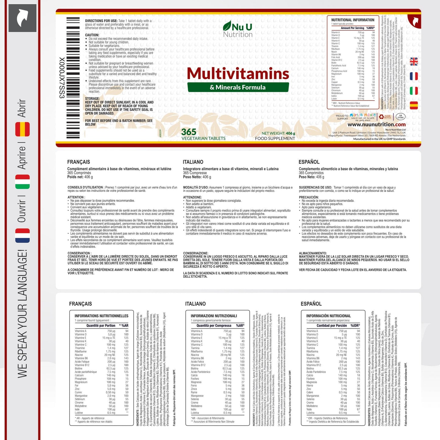 Nu U Nutrition A-Z Multivitamin 365 Tablets | TRYTLION