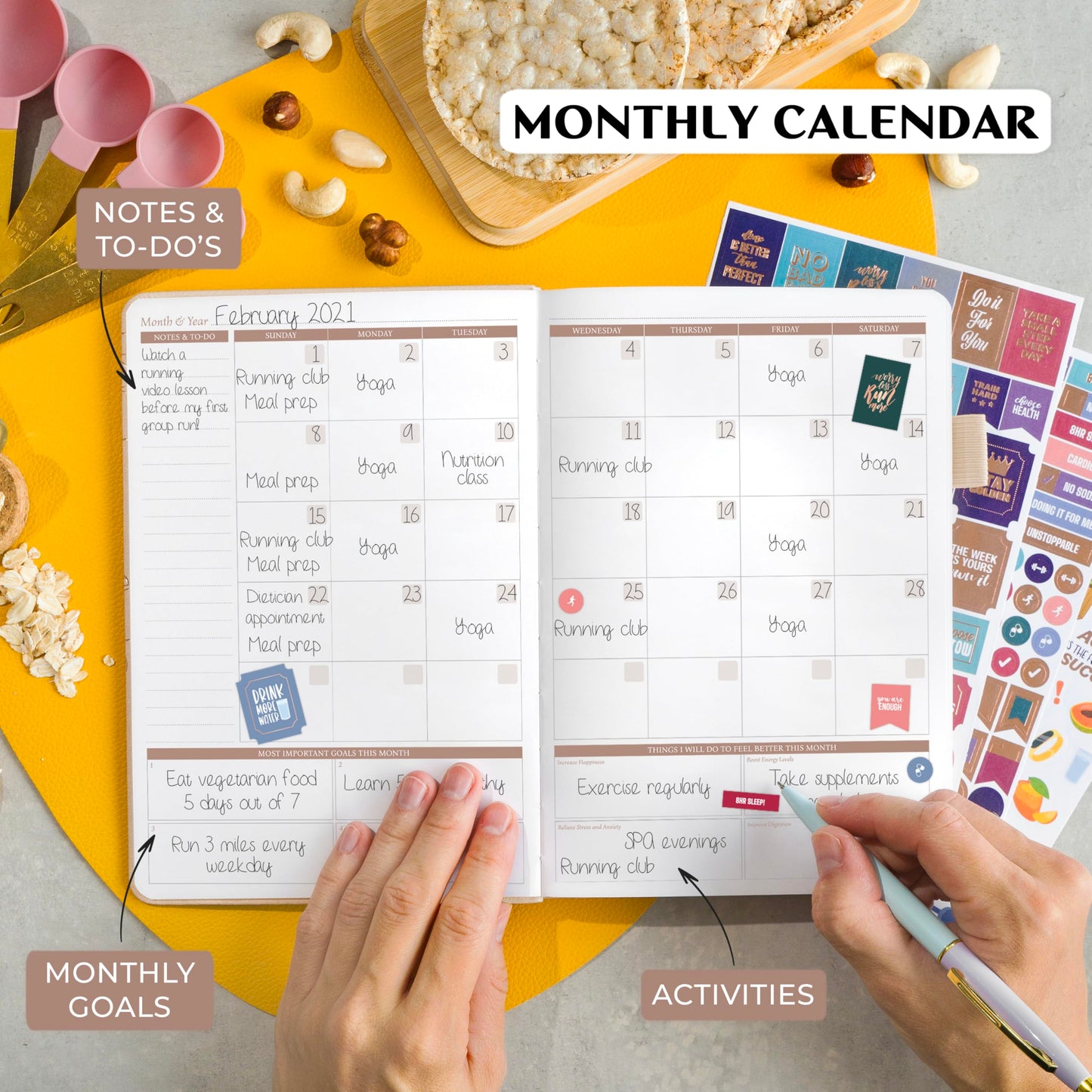 Legend Wellness Planner & Food Journal – Daily Diet & Health Journal with Exercise & Weight Loss Tracker – Nutrition Diary, 6 Months (Seashell)