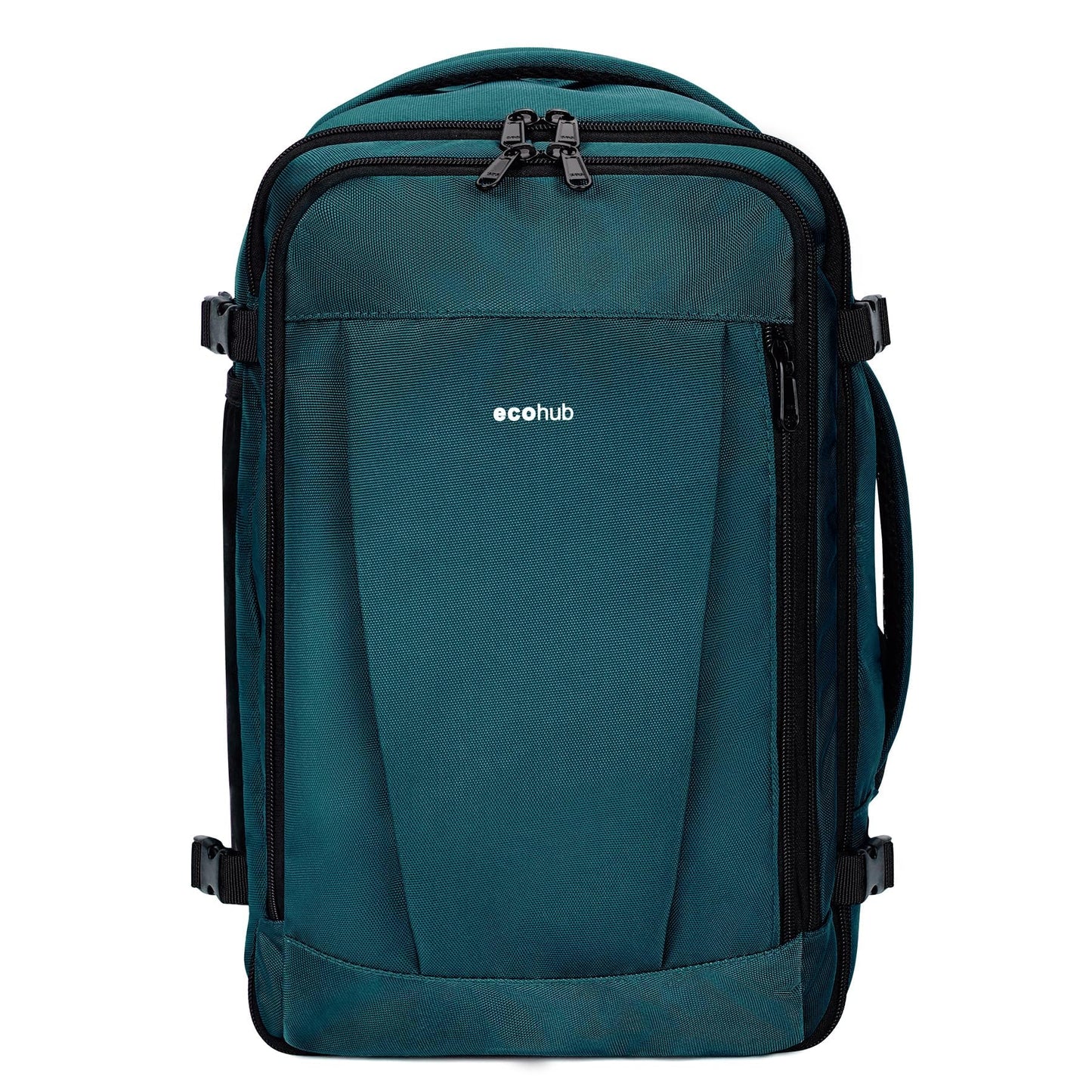 ECOHUB Ryanair Cabin Bag 40x20x25 Underseat Travel Bag 9 Pockets Hand Luggage Backpack Recycled PET Eco Friendly Rucksack for Women & Men Carry on Bag with USB Port, 20L,Blue Green