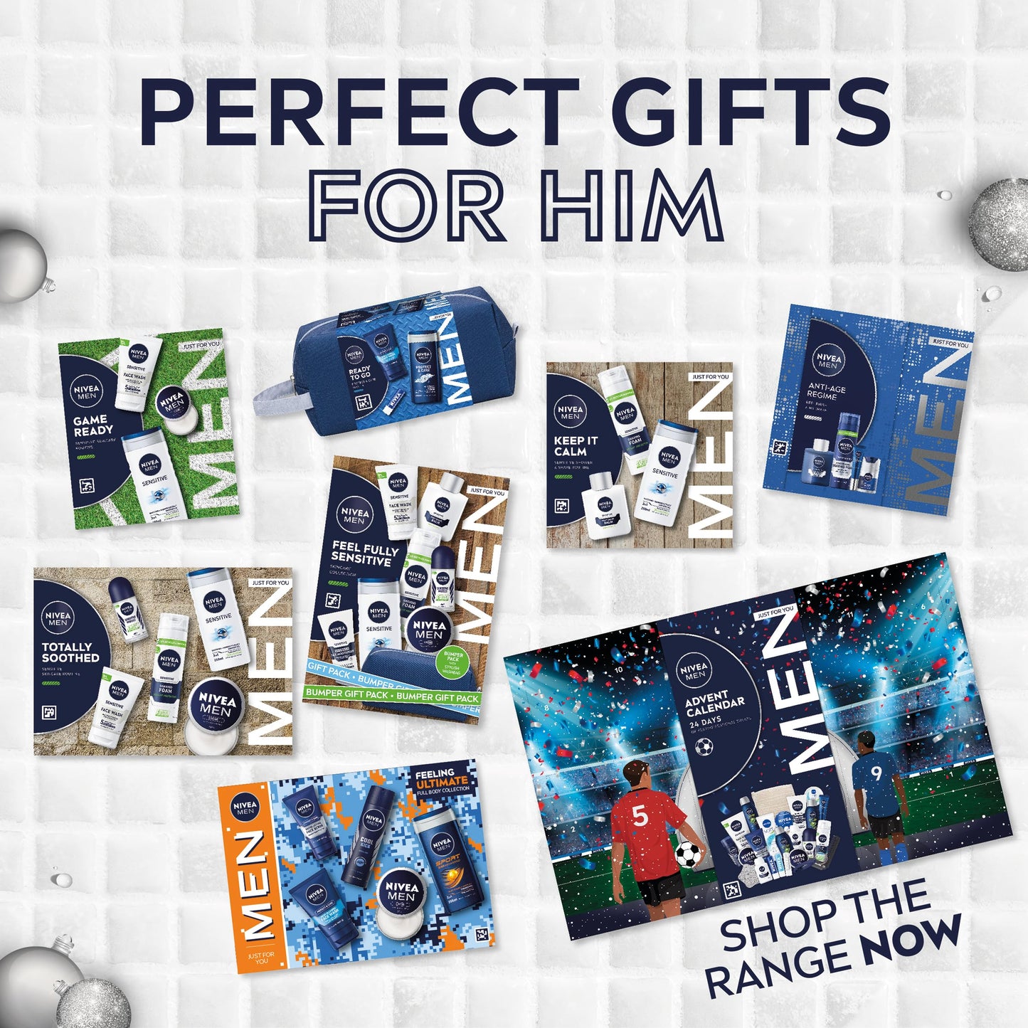 NIVEA MEN Fully Protected Gift Set (3 Products), Men's Skincare Gift Set with Face Wash, Exfoliating Scrub, and Moisturiser, Perfect as Christmas or Birthday Gift for Him