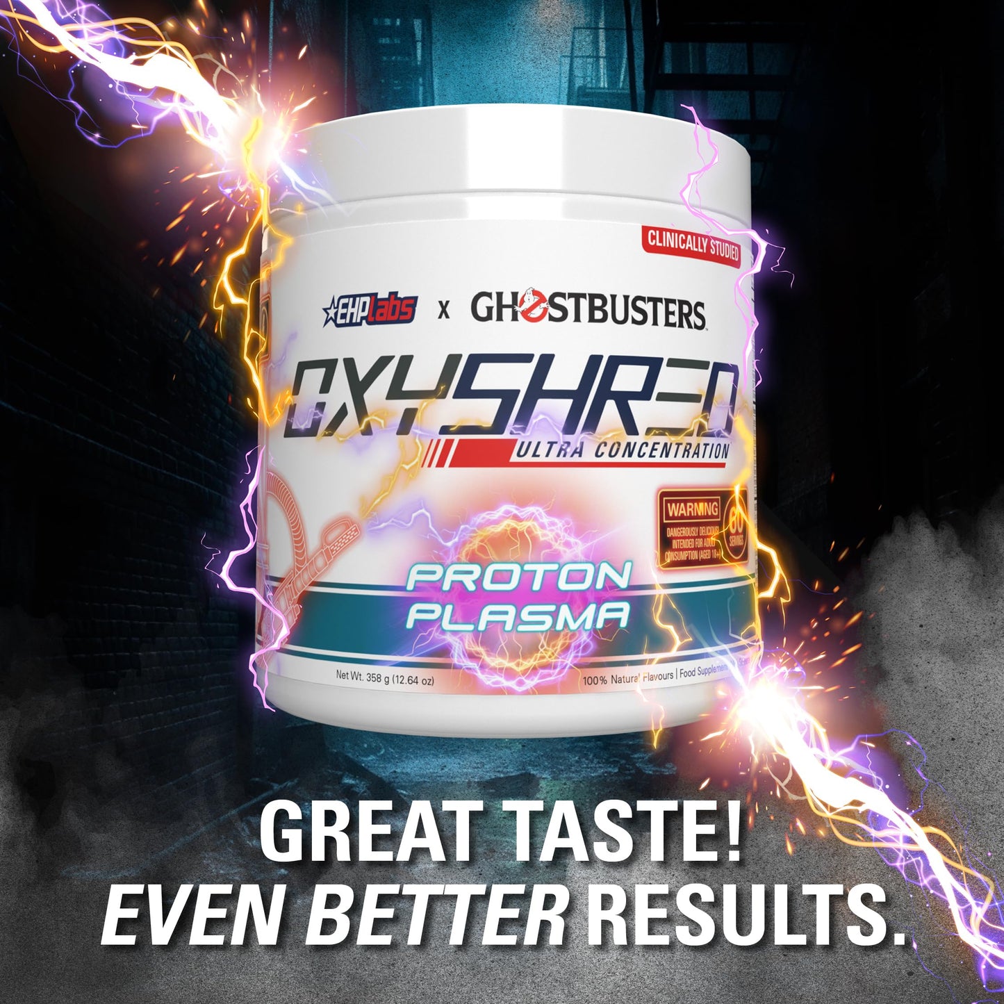 EHPlabs x Ghostbusters OxyShred Pre Workout Powder & Shredding Supplement - Preworkout Powder with L Glutamine & Acetyl L Carnitine, Energy Boost Drink- Proton Plasma, 60 Servings