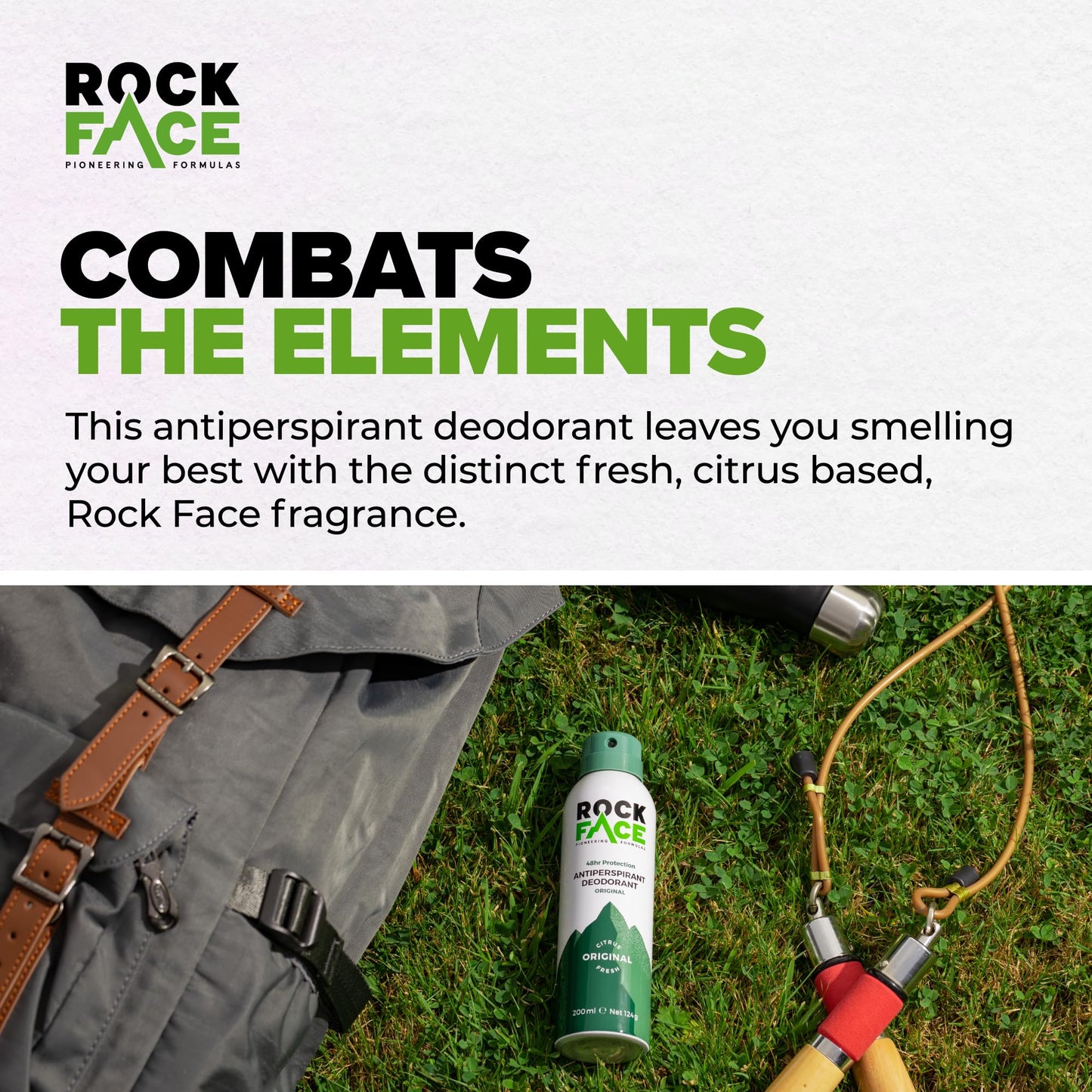 Rock Face Antiperspirant Deodorant for Men - Original Fresh Citrus Scent, 200ml Spray, 48 Hour Protection, Non-Staining, Multipack of 6