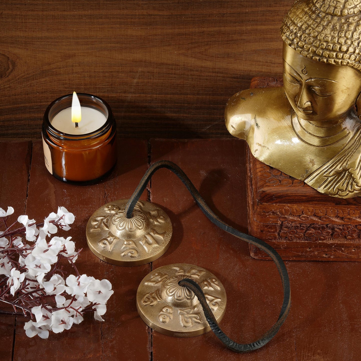 Ajuny Tibetan Tingsha Cymbals Bells Buddhist Meditation Yoga Bell Small OM Mane Padme Hum Symbols Embossed Manjira Great Gifts