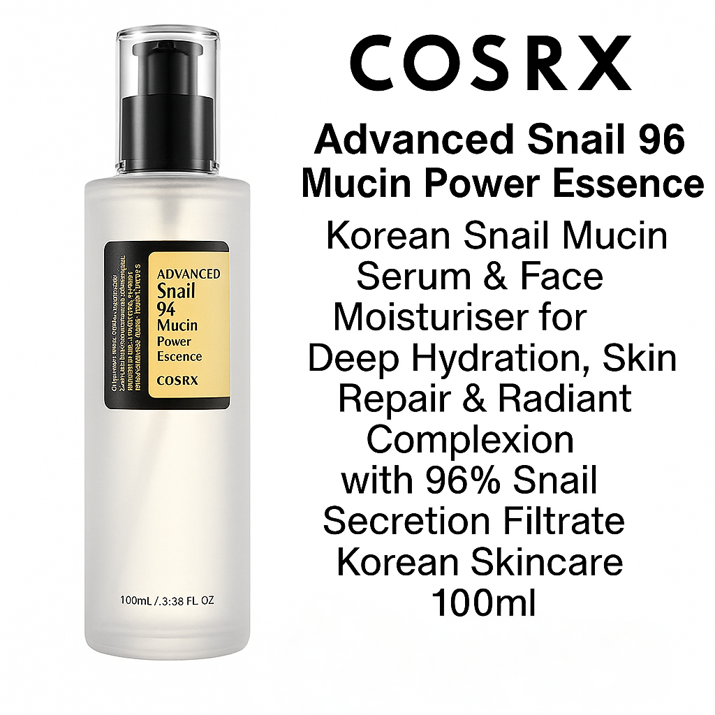 COSRX Advanced Snail 96 Mucin Power Essence – Korean Snail Mucin Serum & Face Moisturiser (100ml)