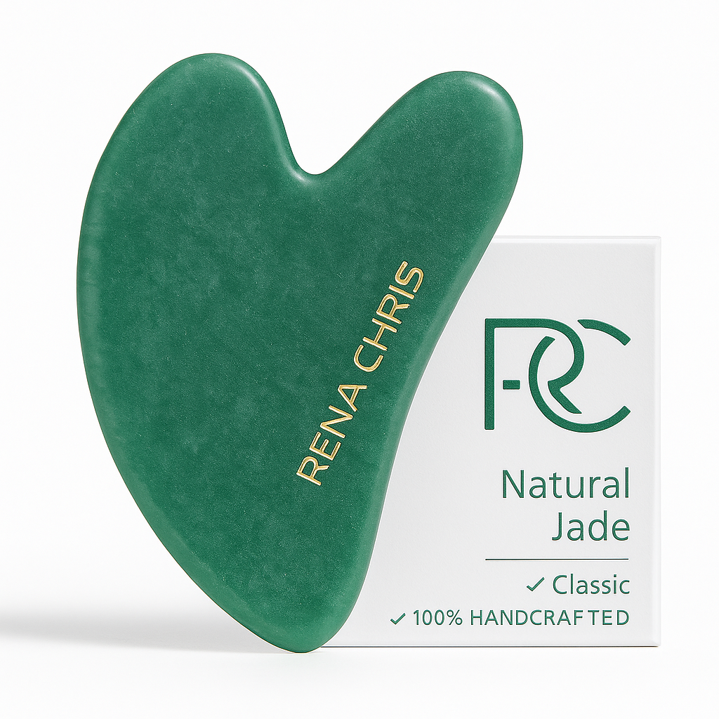 Rena Chris Jade Gua Sha Stone – Green Facial Tool for Jawline Sculpting & Puffiness Reduction