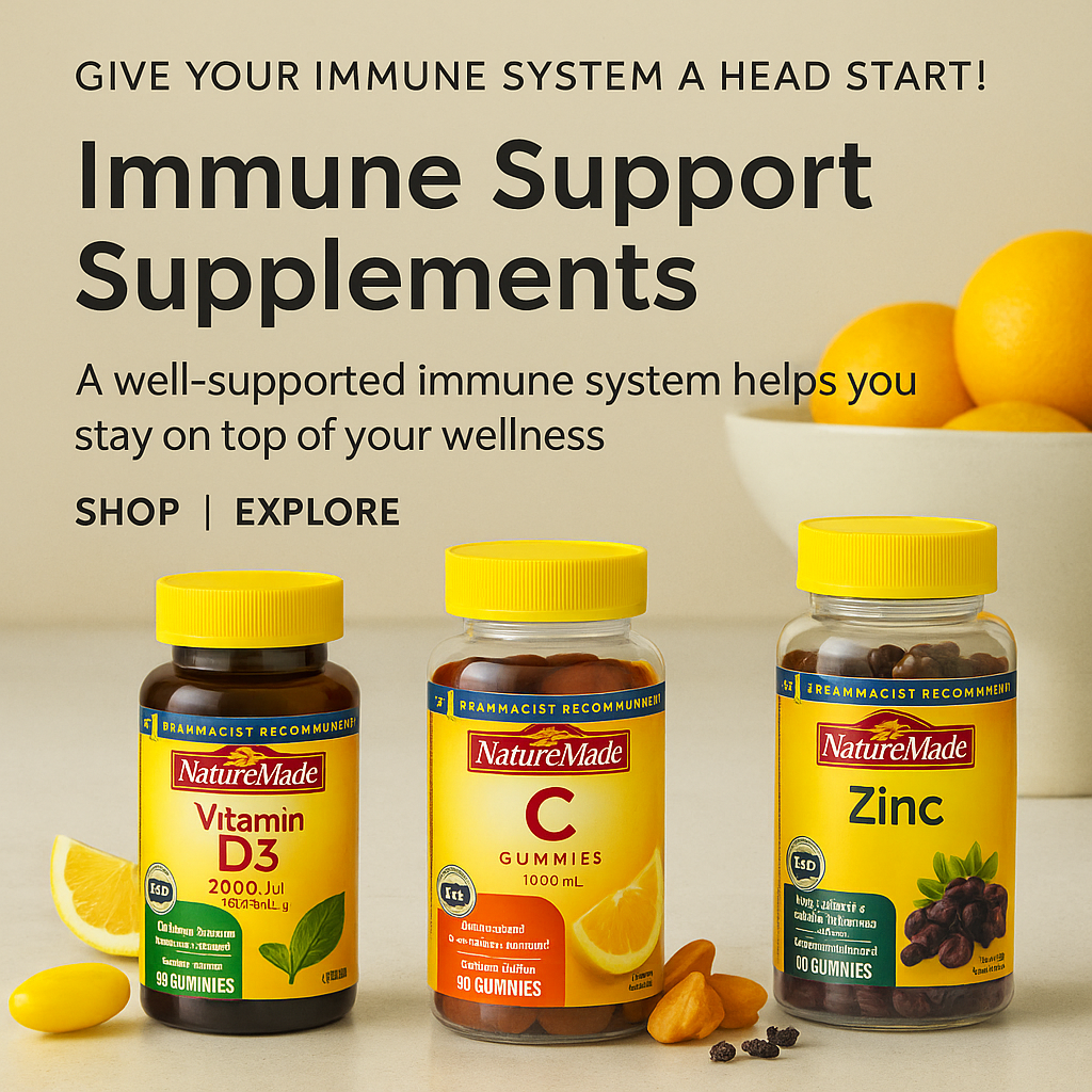 NatureMade – Immune Support Vitamins (D3, C & Zinc)
