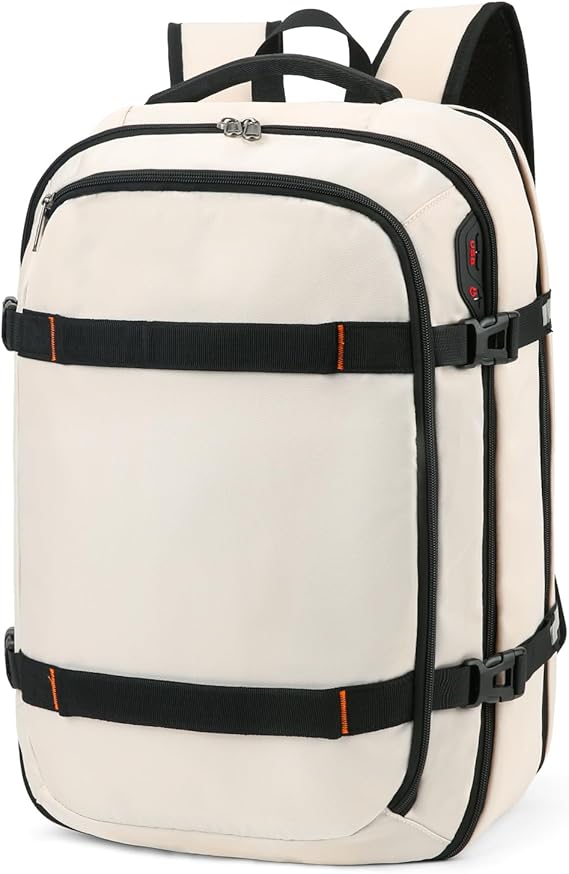 Della Gao Waterproof Anti-Theft Laptop Backpack with USB Charging Port (Beige)