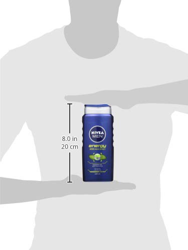 NIVEA MEN Shower Gel Energy (6 x 400ml), Energizing Body Wash with Mint Extract, All-in-1 Shower Gel for Men, Strong NIVEA Men Shower Gel with Fresh Masculine Scent