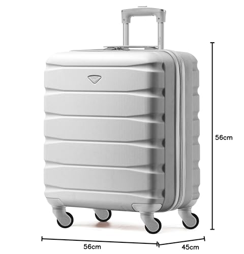 Flight Knight 56x45x25 EasyJet Cabin Bag, Jet2, British Airways Suitcase - Lightweight Small Durable 4-Wheel Cabin Case, Maximum Carry-On Size, ABS Hard Shell, 10kg Hand Luggage Bag- 56 x 45 x 25