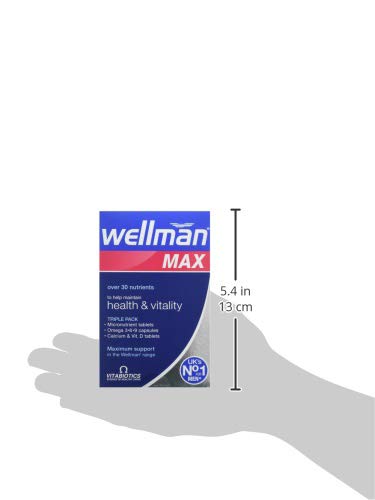Wellman Max - Maximum Strength Multivitamin Formula Mix with Support for energy, immune system, testosterone level, bone health, brain health,heart health and vision health, 84 Tablets by Vitabiotics