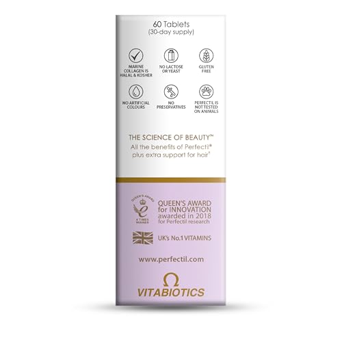 Perfectil Hair Beauty Supplement for Hair - Includes Biotin, CoQ10 & Collagen, 60 Tablets 30-Day Supply, by Vitabiotics