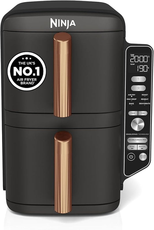 Ninja Double Stack XL Air Fryer – Vertical Dual Drawer, 9.5L, Black/Copper