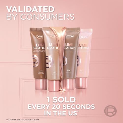 L'Oréal Paris Glow Enhancer, 24h Hydration with Shea Butter and Glycerin, Paradise Lumi Glotion, Shade 902: Light Glow, 40 ml