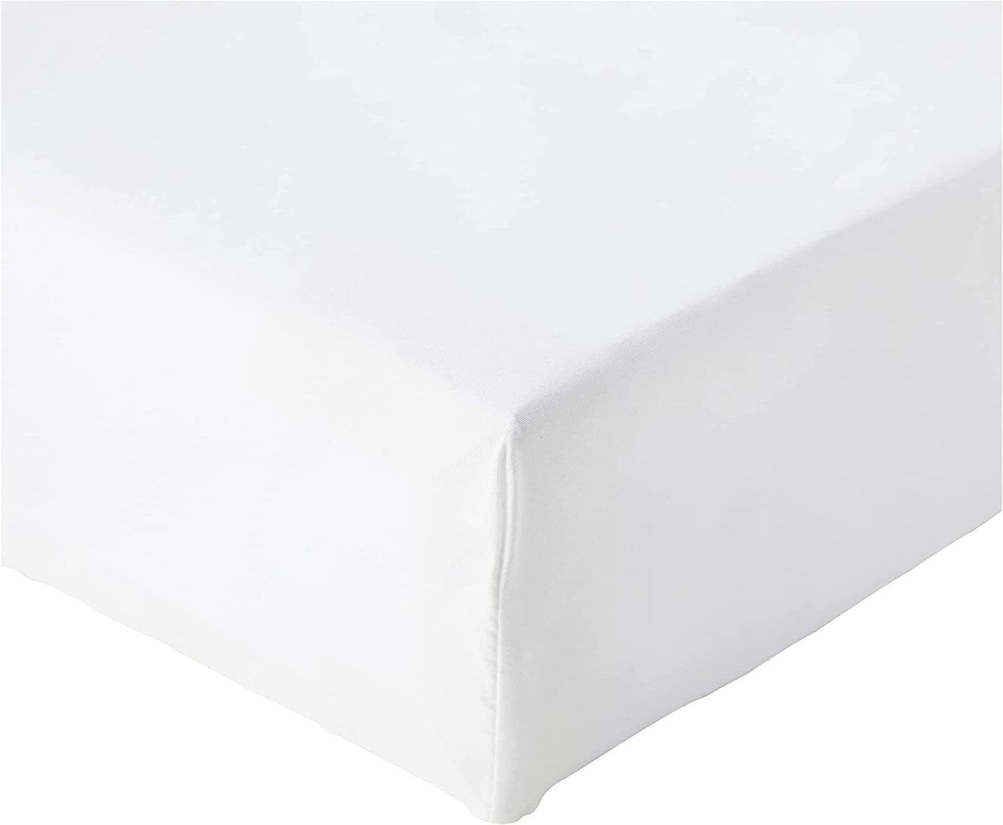 Amazon Basics Microfibre Fitted Sheet King White – 30cm Deep Pocket