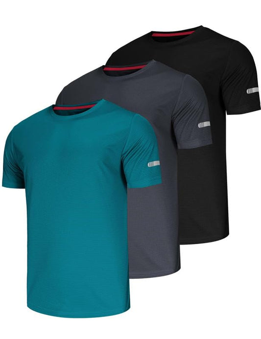 3 Pack T Shirts for Men UK Short Men’S T Shirts Gym Sleeve Shirts Mens T Shirts Running Workout Plain Dry Fit Moisture Wicking Activewear Sports Shirts Fitness Shirts Gym Tops-Black/Grey/Green-XL