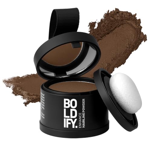 BOLDIFY Hairline Powder - Root Touch Up Hair Color for Gray Coverage - Bald Spot Concealing Hair Powder for Women and Men - 48-Hour Stain-Proof - Light Brown