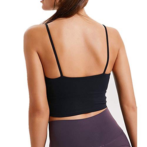 Lemedy Women Padded Sports Bra Fitness Workout Running Shirts Yoga Tank Top Black