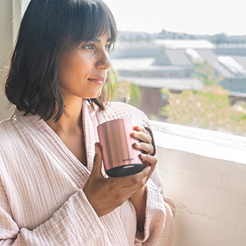 Ember Temperature Control Smart Mug 2-295 ml App-Controlled and Rechargeable Heated Coffee Mug with Intelligent LED Display, 1.5-hr Battery Life and Improved Design, Rose Gold