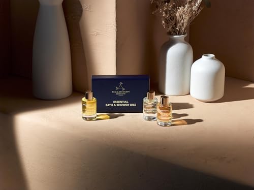 Aromatherapy Associates Essential Bath & Shower Oil Gift Collection (3 Count of 9ml) containing Deep Relax, De-Stress Muscle, Revive Morning, Hand Crafted Natural Blend
