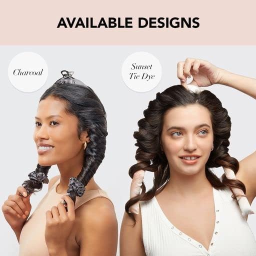 Kitsch Heatless Curling Set - Satin Heatless Hair Curler, Rollers for Heatless Curls, Hair Curler No Heat, Heatless Curler, Overnight Curls with Overnight Blowout Rods - Sunset Tie Dye