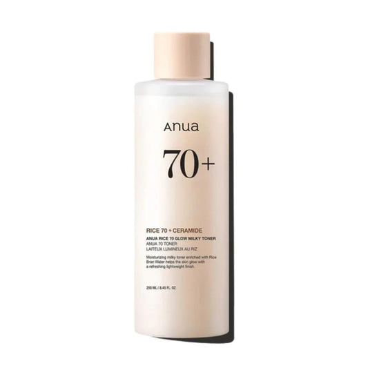 ANUA Rice 70 Glow Milky Toner, for Glass Skin, Rice Water, Niacinamide, Ceramides, Panthenol, Non comedogenic, Fungal Acne Safe, Korean Skin Care, 250ml/8.45fl.oz.