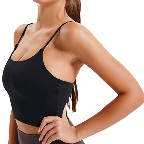 Lemedy Women Padded Sports Bra Fitness Workout Running Shirts Yoga Tank Top Black