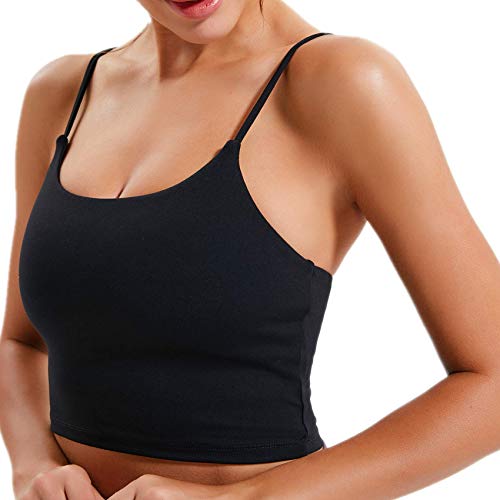 Lemedy Women Padded Sports Bra Fitness Workout Running Shirts Yoga Tank Top Black