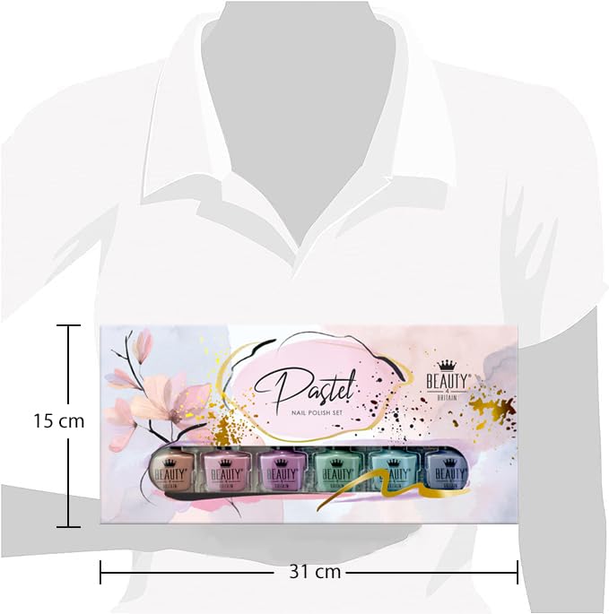 Beauty4Britain 6 x Pastel Nail Polish Set 6 Modern Colours Gift Box Nail Polish Set 10 ml Bottles