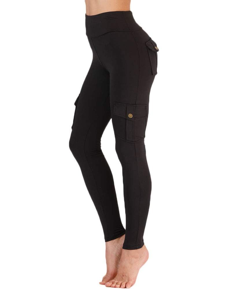 Nuofengkudu Women's High Waist Running Sports Leggings with Pockets Push up Stretch Jogging Bottoms Funky Gym Fitness Yoga Pants Casual Streetwear(Balck,XL)