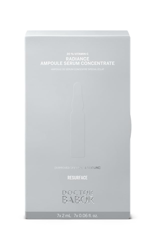 DOCTOR BABOR Radiance Ampoule Serum Concentrate | 20% Vitamin C Treatment, With Hyaluronic Acid, Highly Potent, Dark Spot Correcting, For Smoother Skin with Glow, Against Wrinkles | 7x 2ml