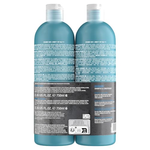 Bed Head by TIGI | Recovery Shampoo and Conditioner Set | Professional Moisturising Hair Repair Treatment | Ideal For Dry And Damaged Hair | 750 ml ( Pack of 2)