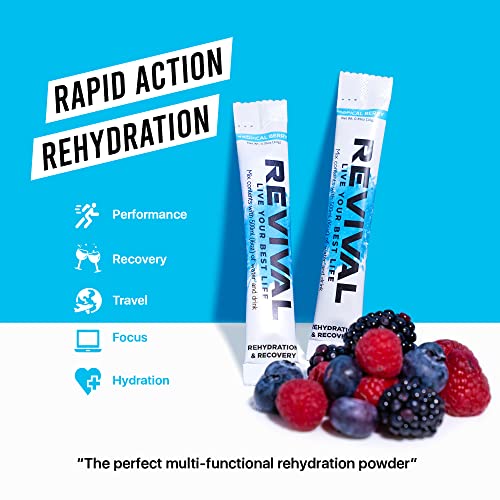Revival Rapid Rehydration, Electrolytes Powder - High Strength Vitamin C, B1, B3, B5, B12 Supplement Sachet Drink, Effervescent Electrolyte Hydration Tablets - 6 Pack Mojito
