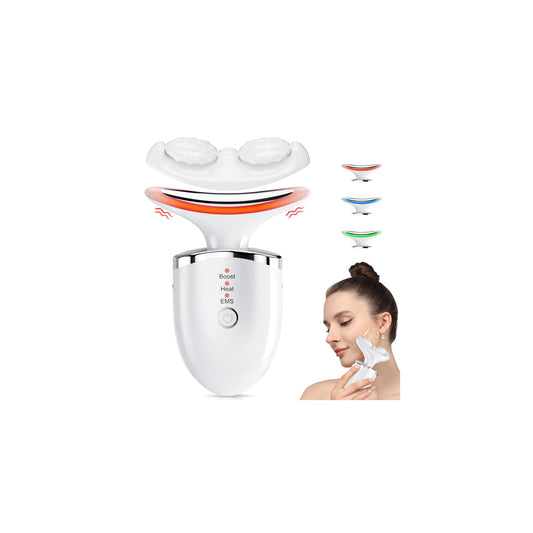 Face Massager Electric Lifting Device: Facial Neck Lift Machine 45°C Heat EMS Microcurrent Massage - 3 LED Colors Light Toning Skin Wand Anti-Wrinkle Anti-Aging Tightening Beauty Tool for Women