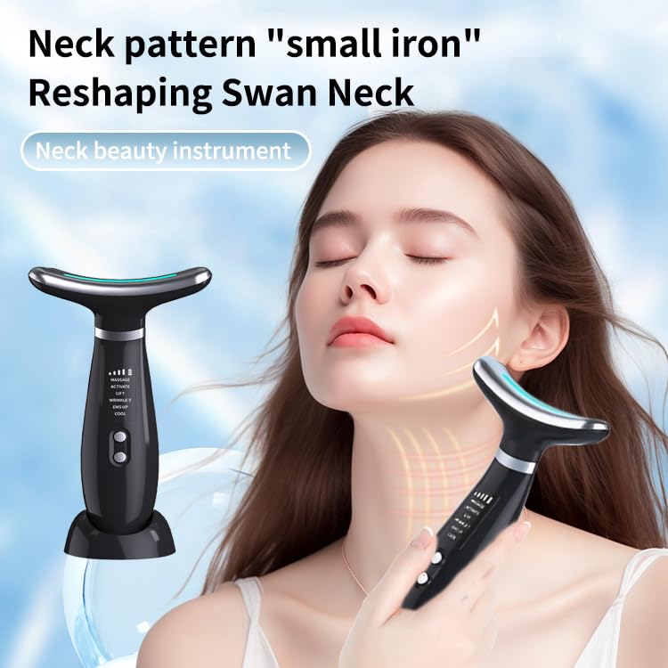 Facial and Neck Massager, Skin Care,Face Sculptor Tool for Anti-Aging,Skin Face Lift and Tightens Sagging Skin for a Radiant Appearance,Ice and Heat Compress Neck Massager (Black)