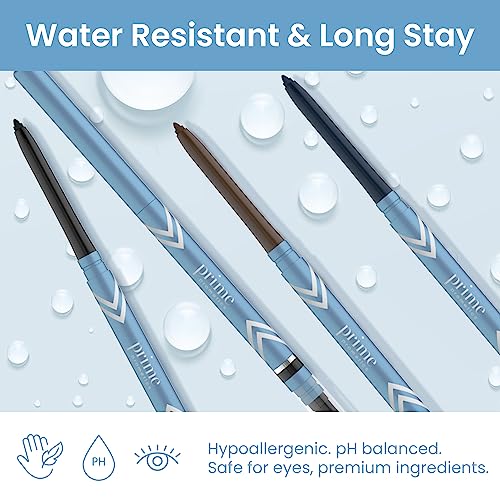 Prime Prometics PrimeEyes Glide Eyeliner for Mature Women – Water-Resistant, Long-Stay and Mess-Proof – Gel Cream Texture, Discreet Sharpener and Effective Smudger (Black)