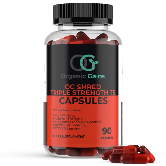 OG Shred Triple Strength T5 Capsules, Boosting Workout, Fat Burner and Weight Management for Women and Men, UK Healthcare Practitioner's Approved Formulation