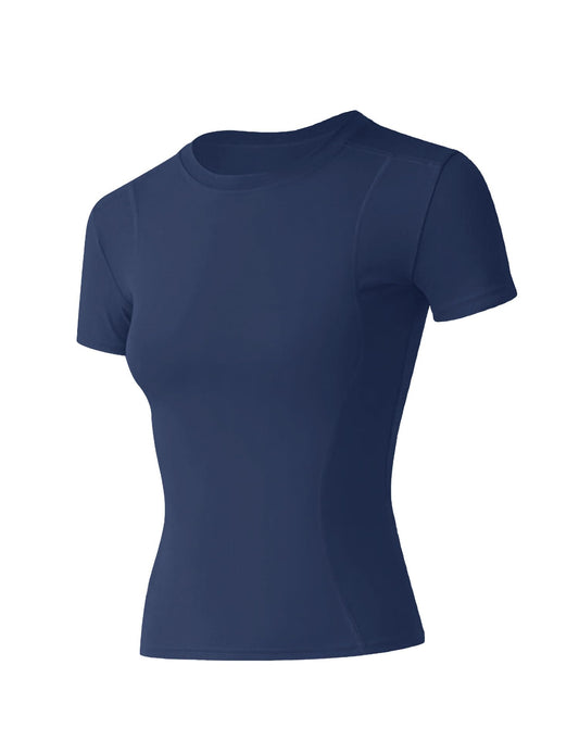 IECCP Ladies Short Sleeve Sport Tops Gym Running Fitness Sports Top Lightweight for Women Crew Neck Basic Summer Tee Shirts Dark Blue XS
