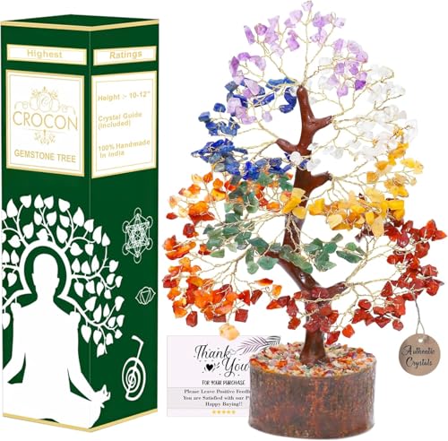 Seven Chakra Crystal Tree Birthday Gifts for Women & men, Crystal Tree of Life Sister birthday gifts Home Decor Healing Crystals Gifts for Mom Positive Energy New Home House Warming Gift Women