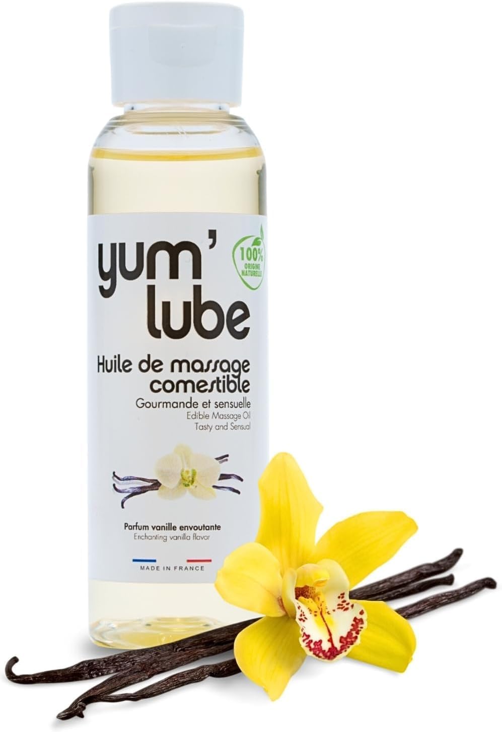 Yum'Lube | Body Oil & Massage Oil | Massage Oils for Date Night & Massage Therapy | Edible Vanilla Flavoured Sex Oil | Relaxing & Sensual Erotic Wellness for Couples | 100% Natural