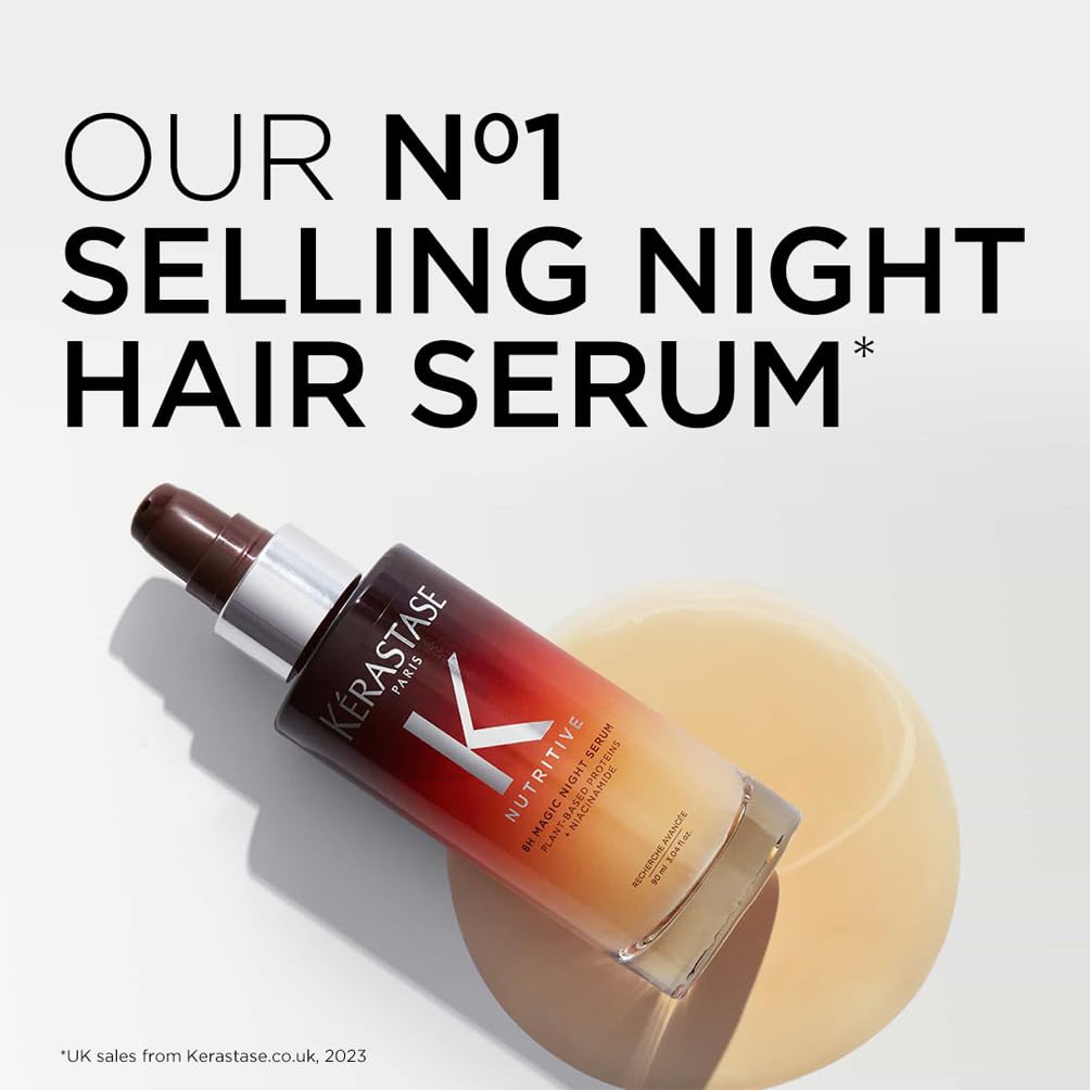Kérastase Nutritive Nourishing Hair Serum with Niacinamide, Overnight Leave-In Treatment for Dry Hair, Lightweight and Non-Greasy, 8H Magic Night Serum, 90 ml