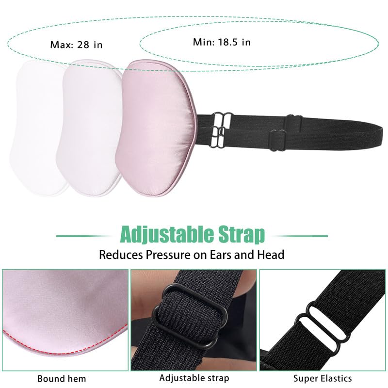 2 Pack Mulberry Silk Sleep Mask with Adjustable Strap, Sleeping Aid Blindfold for Nap, BeeVines Eye Sleep Shade Cover, 100% Blocks Light Reduces Puffy Eyes Gifts for Christmas