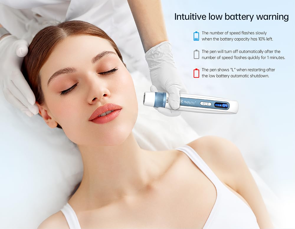 Hydra Pen H5 Microneedling Kit, Wireless Serum Applicator with EMS Microcurrent & LED Display, Skin Care Device for Wrinkle Reduction & Acne Scar Treatment, 12 Replacement Cartridges,Without Serum
