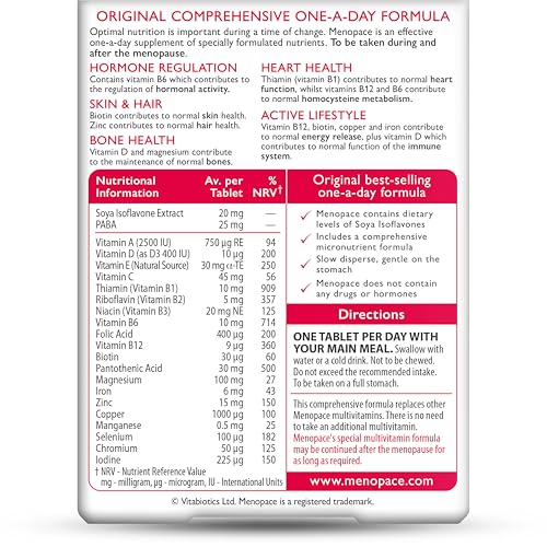 Menopace Original - 90-Day Perimenopause Vitamin Tablets. UK's No. 1 Menopause Supplement for Women. by Vitabiotics