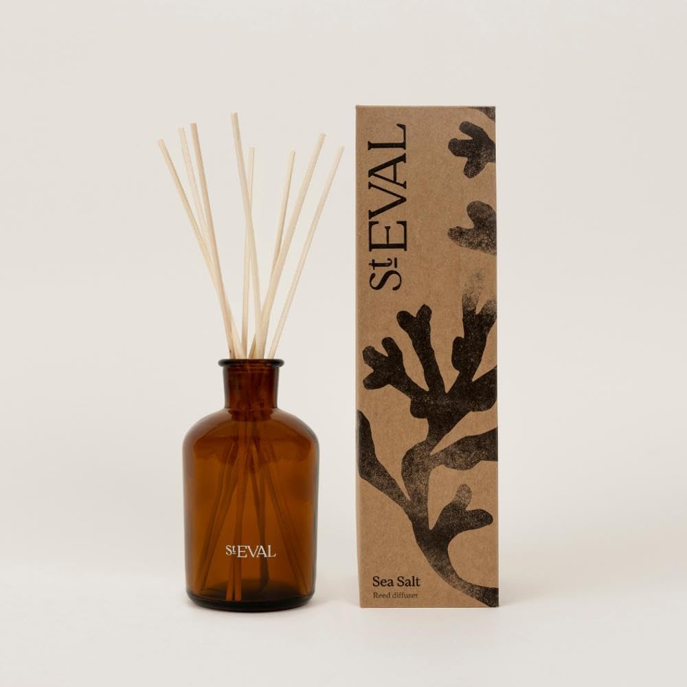 St. Eval Sea Salt - Scented Reed Diffuser Set - A Unique and Elegant Fusion of Fresh Marine Scents with Salty Accords and Floral Notes on a Bed of Musk - 150 ml