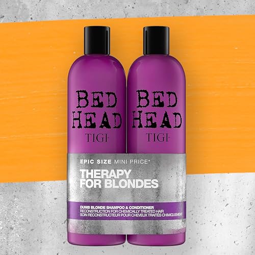 TIGI Bed Head Dumb Blonde Shampoo and Conditioner Set - Nourishing Professional Coloured Hair Treatment - Ideal For Blonde Hair - 750 ml (Pack of 2)