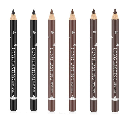 Go Ho 6 PCS Eyebrow Eye Liner Pencil Set,Easy to Color Waterproof Eyebrow Pencil,Professional Long-lasting Eyeliner Makeup Brow Tint Pen,3 Colors(Black,Light Brown,Dark Brown)