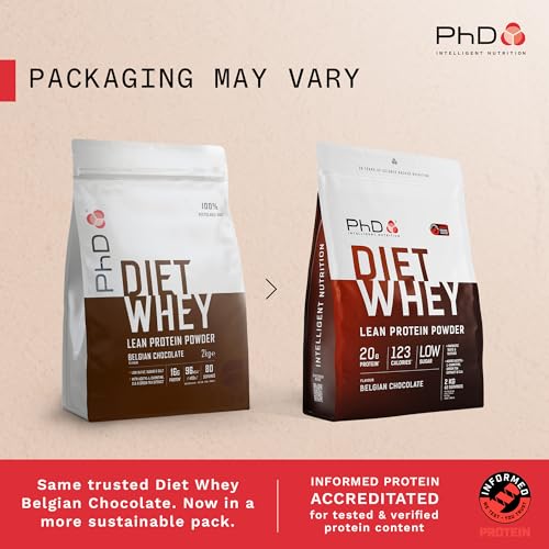 PhD Nutrition Diet Whey High Protein Lean Matrix, Belgian Chocolate Whey Protein Powder, High Protein, 80 Servings Per 2 kg Bag [Package May Vary]